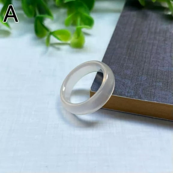 K-KED Women Jade Ring Delicate Jewelry Gifts Ring Finger Rings Anniversary Ring Natural Agate-White