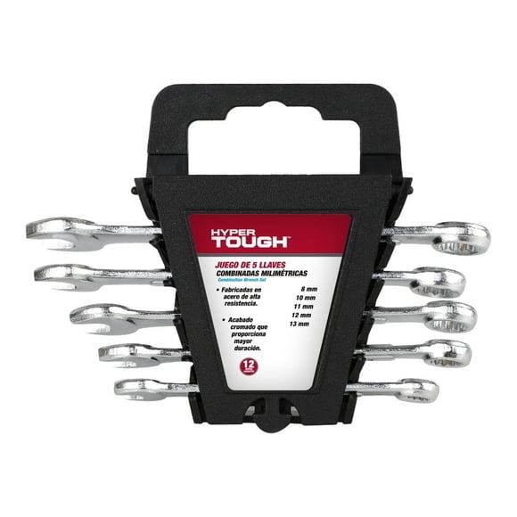Llaves combinadas Hyper Tough Plata Acero 5 Piezas