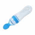thumbnail image 4 of Biberón de silicona de 90 ml para bebés y niños pequeños con cuchara, alimentador de cereales frescos (azul), 4 of 14