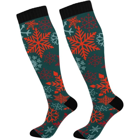 GZHJMY Christmas Compression Socks, Women Men Long Stocking (20-30mmHg), Travel Knee High Stockings for Athletic Sports,Running,Cycling,Nursing