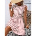thumbnail image 6 of Women'S Striped Sleeveless Tank Dress Button Front Ruffle Hem A Line Dresses Pink L, 6 of 9
