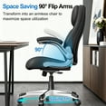 thumbnail image 3 of Nouhaus Office Ergonomic Desk High Back Executive Chair with Pop-Out Lumbar Support, Adjustable Headrest, Flip-Up Arms, Leather Home with Thick Cushion for Comfort - Black, 3 of 10