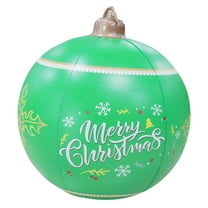 HCBY solid Giant Inflatable Christmas Ball with "Merry Christmas", PVC Blow Up Ornament for Outdoor Yard, Lawn, and Porch Holiday Decor Gift idea(green,23.62")