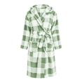 thumbnail image 6 of SELONE Hooded Robes for Women Plus Size Two-Sided Fleece Bathrobe Lace up Plaid Long Sleeve Towel Robe Home Nightwear, 6 of 7
