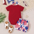 thumbnail image 4 of Fsqjgq 9-12 Month Girl Clothes Fashion Girls Clothes Outfits Toddler Boys Girls Independence Day Heart Pattern ​Printing Romper Bodysuit Shorts Headbands Outfits Baby Girl Outfit Set Size 3M, 4 of 7