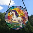 thumbnail image 2 of Couple Christmas Gift - Majestic Unicorn Christmas Stained Glass Hanging Ornament - Glossy Round Holiday Tree Decoration, Xmas Gift for Dad, Mom, Family & Friends, Keepsake 2025, 2 of 3