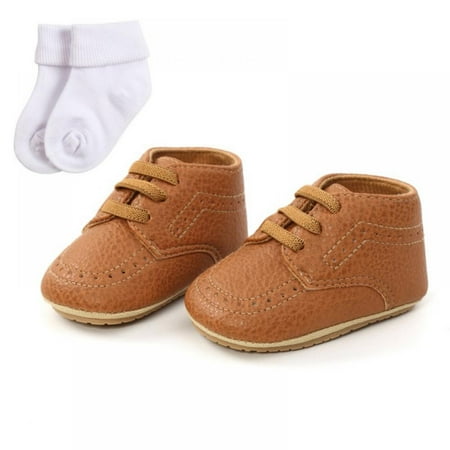 

Baby Shoes Fashion Lace-up Non-slip Walking Shoes For Baby infant boys and girls (Free a pair of cotton socks)