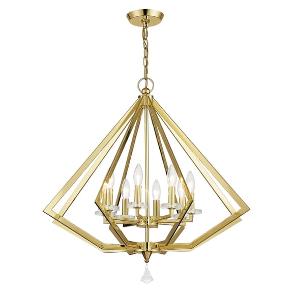 Livex Lighting Diamond 8 Light Chandelier in Polished Brass