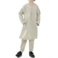 thumbnail image 7 of Muslim Sets for Boys 2 Piece Outfits 4-13 Years Teens Kids Casual Long Sleeve Gowns and Pants Lightweight Solid Breathable Going-Out Set, 7 of 7