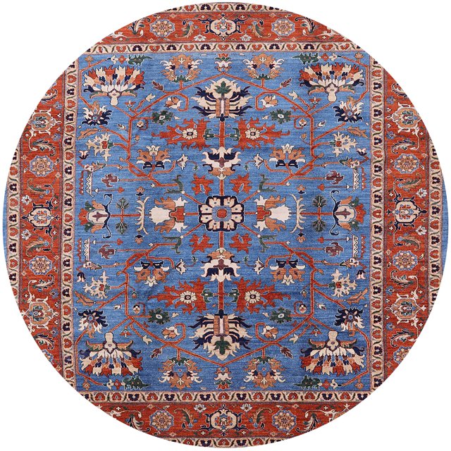 Ahgly Tapis d'Intérieur Lavable en Machine Rond Industriel Moderne Bleu Gris, 7 Pieds Rond