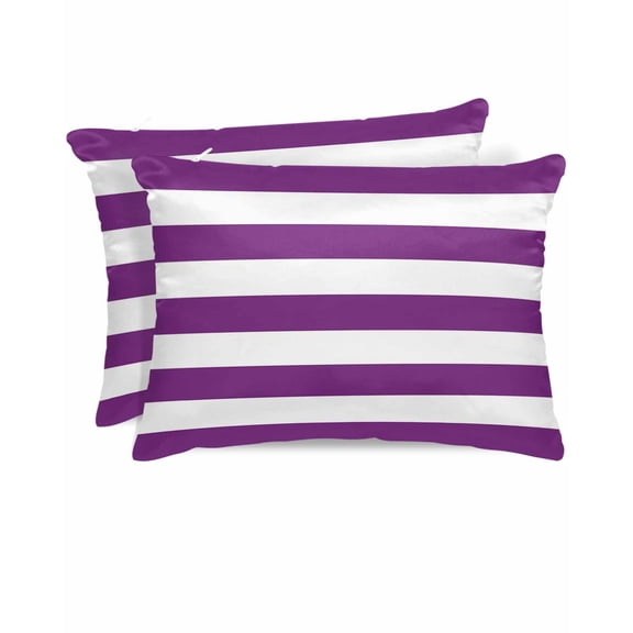 Hokiten King Size Pillow Cases Set of 2, Pillow Covers for Bed, Purple Stripes Satin Pillowcases with Zipper for Hair/Skin, Pillow Protector Cover, Simple Purple White Texture 20x36 Inches