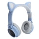 thumbnail image 4 of Auriculares inalámbricos con orejas de gato, luz LED 3D, Bluetooth 5.0, plegables, con micrófono, color gris y azul., 4 of 14