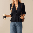 thumbnail image 3 of SOMER Cardigan Sweaters for Women Long Sleeve Cropped Cozy V Neck Button Down Lightweight Women Sweater Open Front Peplum,2025 Fall Trendy, 3 of 8