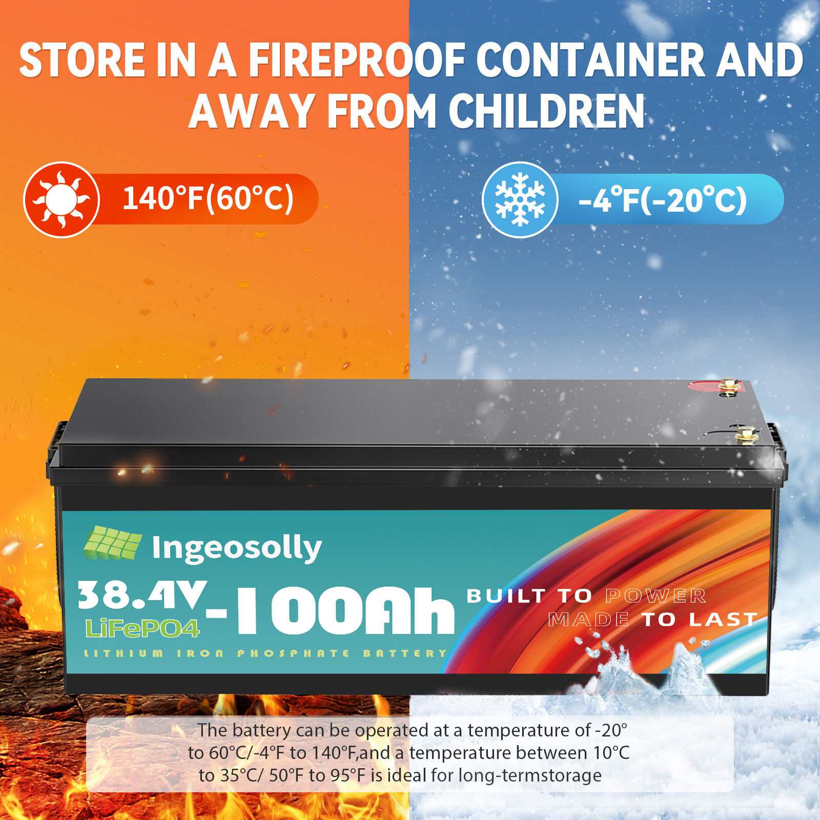 36V 100Ah LiFePO4 Battery,200A BMS,10 Yrs Lifespan,Lithium Battery for RV,Golf Cart,Solar,Trolling Motor,Marine