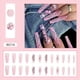 thumbnail image 2 of Pegatinas de uñas postizas largas 24 piezas brillar rosas manicura francesa, 2 of 5