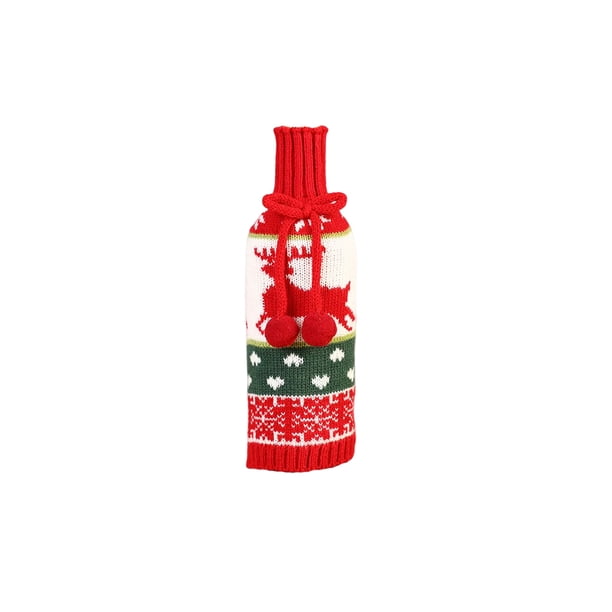 Matsuzay Cubierta de botella Calcomanía de Navidad Decoración de Navidad Dulce regalo Accesorios para el hogar Adorno de fiesta funcional DIY Prop Kits de decoración para fiestas Patrón de ciervo Matsuzay HA069706-02