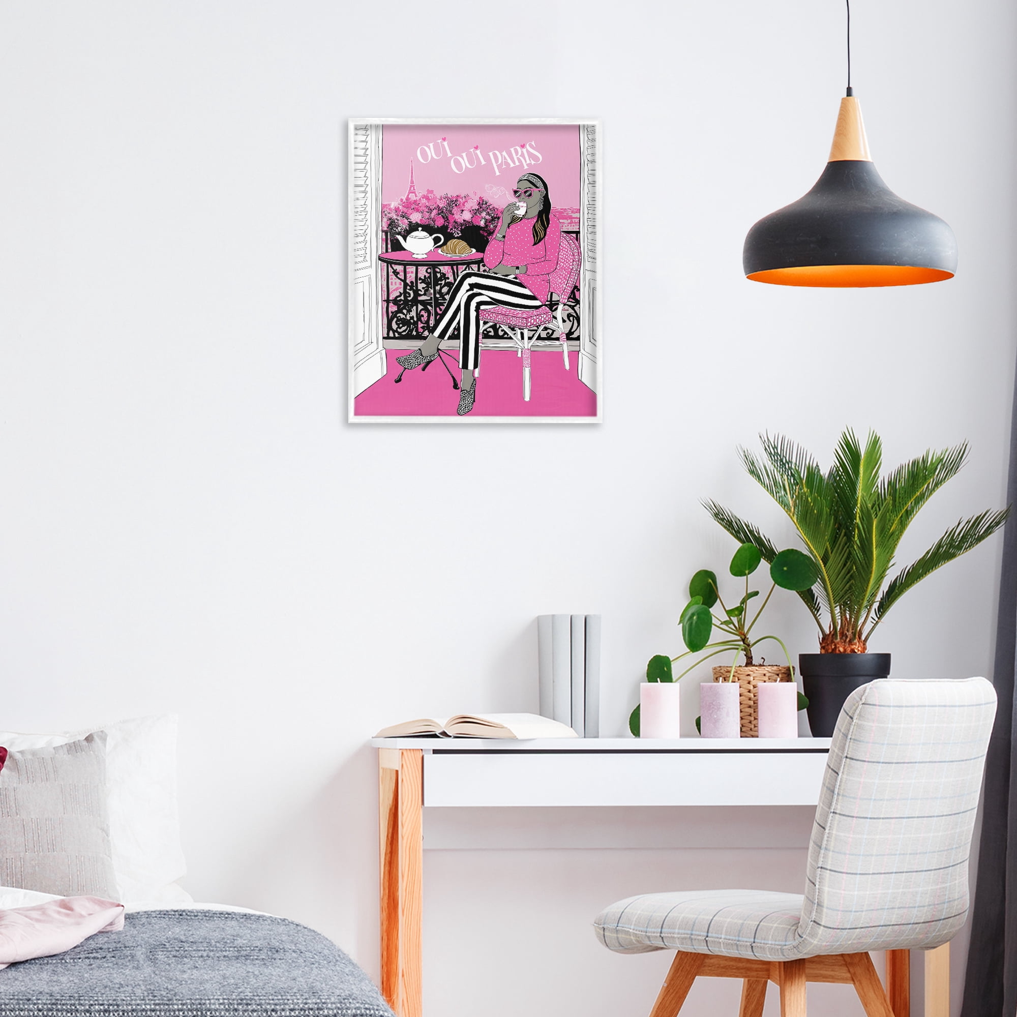 Stupell Industries Oui Oui Parisian Cafe Morning White Framed Giclee Art, design by Jess Stempel