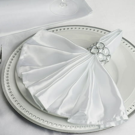 

Efavormart 20 x20 White Wholesale SATIN Linen Napkins For Wedding Birthday Restaurant Party Tableware Decoration - 5 PCS