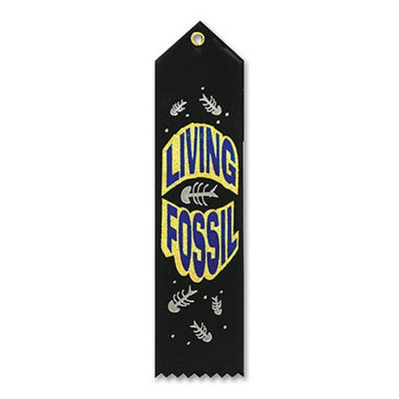 Pack of 6 Black "Living Fossil Award" School Award Ribbon Bookmarks 8"