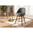 thumbnail image 6 of Baxton Studio Carra Mid-Century Modern Grey Fabric Upholstered Walnut-Finished Wood Swivel Counter Stool Set of 2, 6 of 7