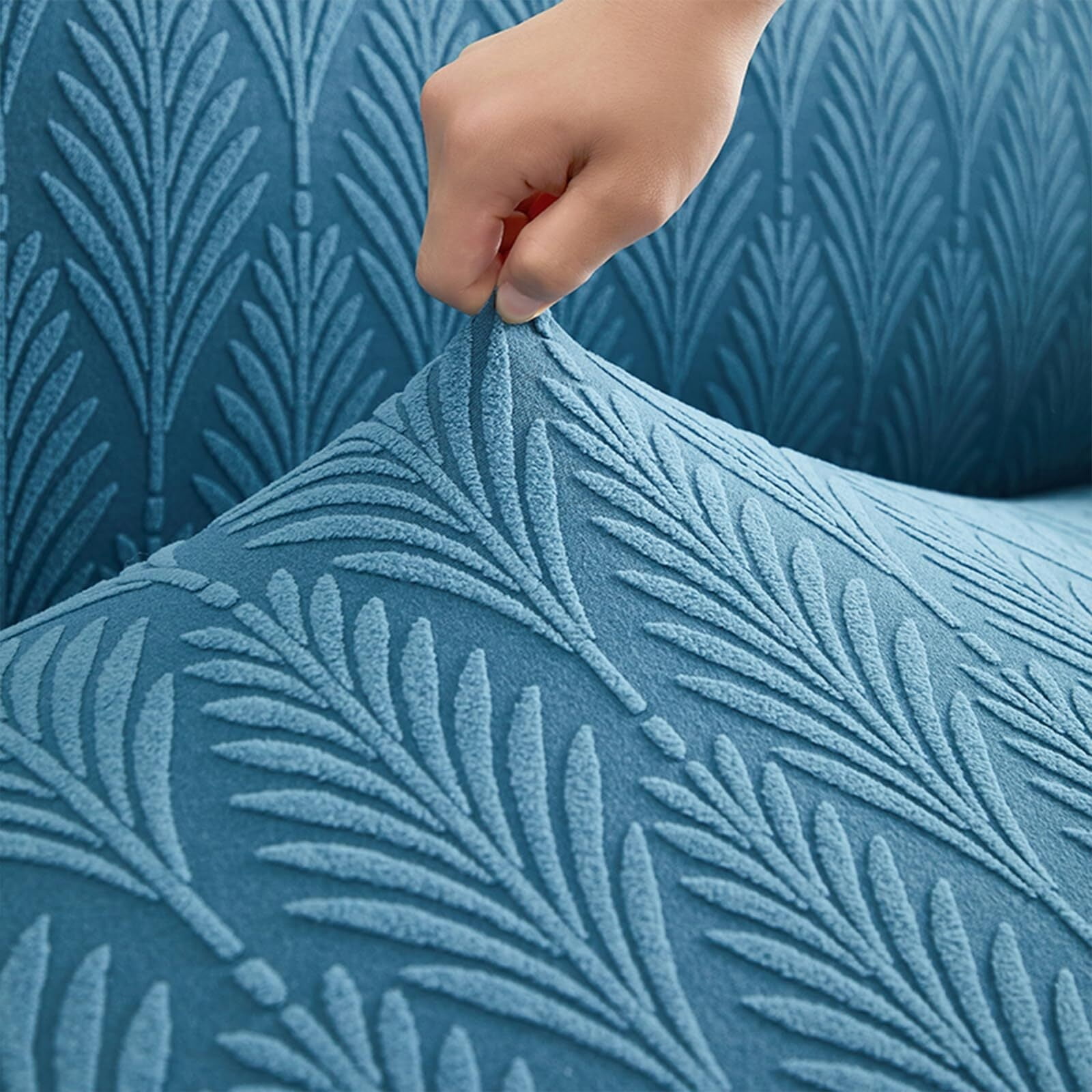 LKJYER Stretch Sofa Couch Slipcover with Skirt, Non-Slip Jacquard Universal Soft Sofa Cover with Elastic Bottom, Pet Proof Washable Breathable Furniture Protector for Living Room,