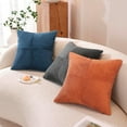 thumbnail image 5 of Pack of 2,Rust Boho Corduroy Pillow Covers Decorative Throw Pillow Covers Soft Solid Couch Pillowcases Cross Patchwork Textured Cushion Covers for Living Room Bed Sofa 18x18 inch, 5 of 8