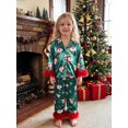 thumbnail image 6 of RUINIXCW Kids Toddler Baby Girl Christmas Silk Stain Pajamas Set Spring Fall Winter PJS Sleepwear Long Sleeve Button Down Collar Shirt Tops Pants Set, 6 of 10