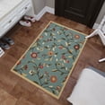 thumbnail image 6 of Ottomanson Non-Slip Indoor Entryway Rug 1'10.5" x 3' – Low Pile Stain Resistant Door Mat, Floral Seafoam Green, 6 of 7