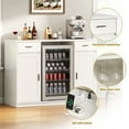 thumbnail image 5 of Herture Mini Fridge Cabinet,Coffee Bar Cabinet with Fridge Space & Wine Storage with Outlet,Fits 24" Fridge,Mini Fridge Stand,Buffet Sideboard Table Wine Cabinet for Kitchen Dining Room White KH04MRW, 5 of 8