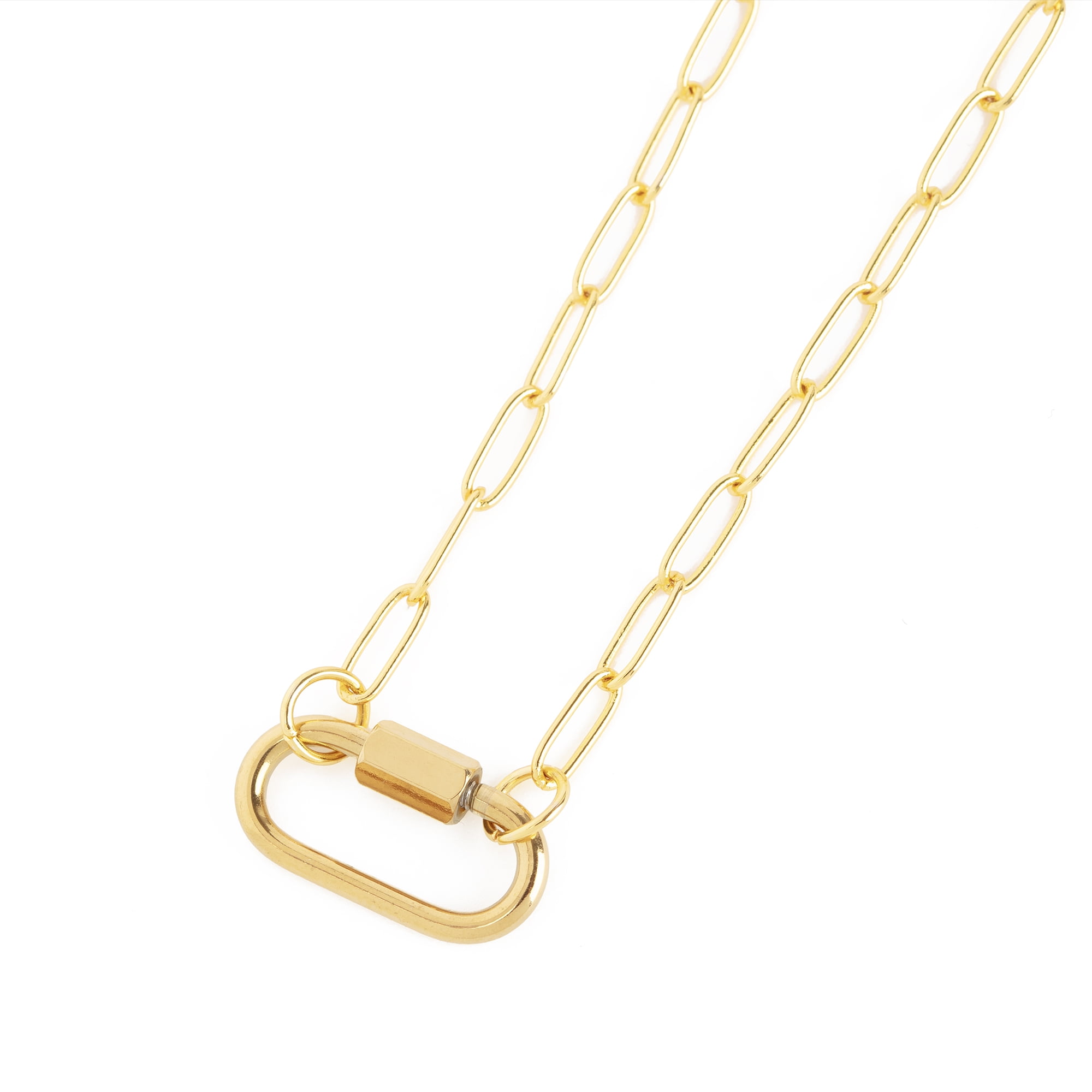 (1 pack) Cousin DIY Gold Paperclip Chain with Carabiner Pendant, 18"+3" Extender, Metal, Adult, 69995780