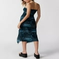 thumbnail image 2 of Women Floral Mesh Dress Summer Backless Strapless Split Party Dress, 2 of 5
