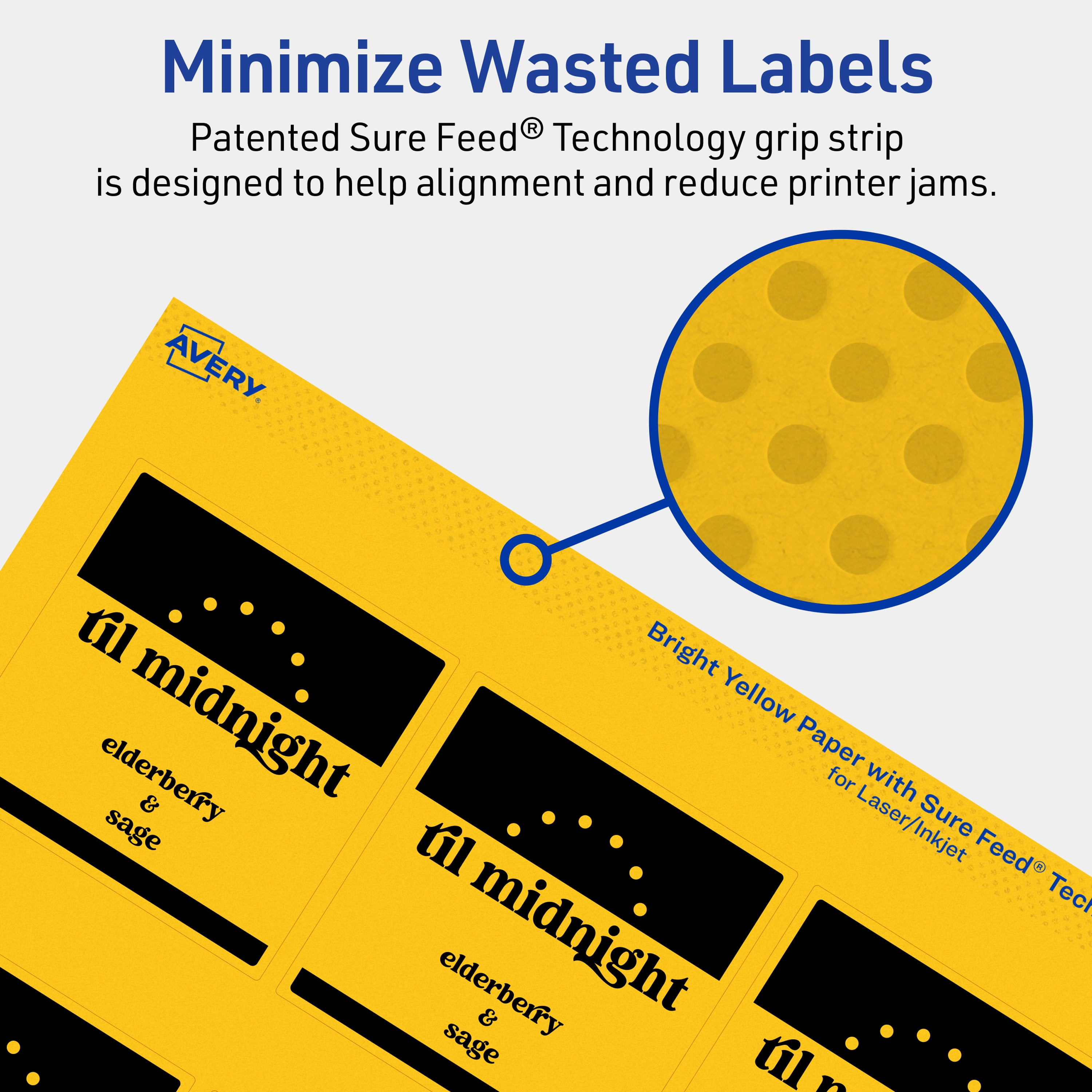 Avery Printable Square Labels, Bright Yellow, 2.5" x 2.5", 720ct