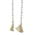 thumbnail image 4 of DecMode White Wood Bohemian Garland Décor with Geometric Bead Details and Cream Cotton Tassel, 82"L, 4 of 7
