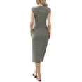 thumbnail image 3 of INSPIRE CHIC Striped Dress for Women Crew Neck Cap Sleeve Bodycon Knit Midi Dresses S Dark Gray, 3 of 6