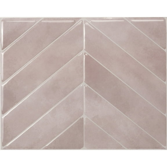 Smart Tiles Peel and Stick Backsplash, 5 Adhesive Tiles, Chevron Pink, 11.43"x9"