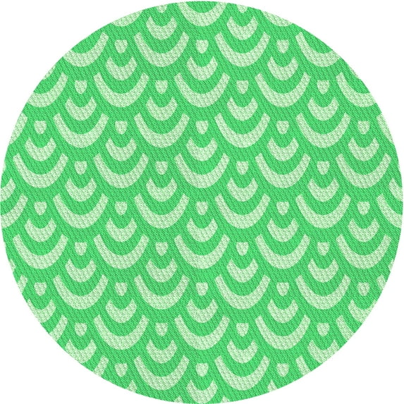 Ahgly Company Indoor Round Patterned Stoplight Go Green Area Rugs, 8' Round