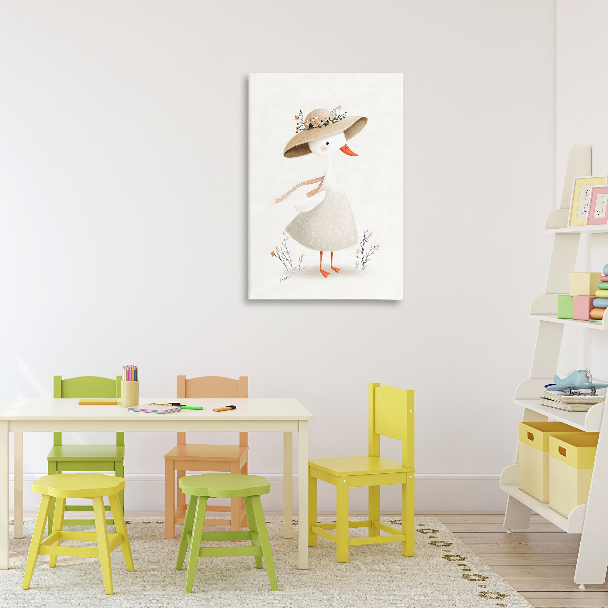 Stupell Industries Charming Goose in Sunhat Canvas Wall Art, design by Ink Drop Loft