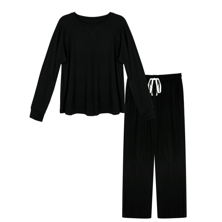 Women's Plus Size Pajamas Set Long Sleeve Sleepwear Pjs Nightwear Soft Pj  Lounge Sets with Pockets Pajamas for Women 