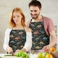 thumbnail image 5 of Black Cartoon Dinosaurs Infos Pattern Apron-Garden Aprons for Women with Pockets-Cotton Linen Waterproof Kitchen Cooking Gardening Aprons Adjustable for Kitchen,Cooking,BBQ and Salon 33x27 Inch, 5 of 7