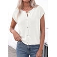 thumbnail image 4 of PRETTYGARDEN Womens Cap Short Sleeve Sweater Vest Spring Summer Lightweight Button Down Cardigans Trendy Loose Tops, 4 of 10