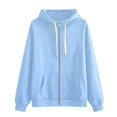 thumbnail image 4 of Lumtrix Zip Up Hoodie Women Long Sleeve Fall Winter Oversized Sweatshirts Zipper Oversized Cute Track Jackets With Pockets Sky Blue L, 4 of 5