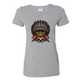 thumbnail image 2 of Funny Bird Chief Skull and Roses Vintage Fashion Womens Graphic T-Shirt, Heather Grey, 2XL, 2 of 4
