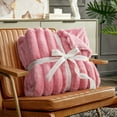 thumbnail image 2 of Cozy Bliss Faux Fur Plush Throw Blanket Soft Decorative Blanket for Couch, Sofa, and Bedroom,Pink,50"x60", 2 of 4