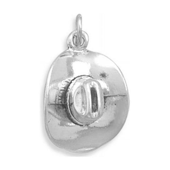 3D Cowboy Hat Charm Sterling Silver, Made in the USA