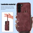 thumbnail image 5 of Wine Red Zipper Wallet Case for Samsung Galaxy S23 Plus 5G with Crossbody Lanyard,Large Capacity Purse Cover with Wrist Strap for Women and Men,PU Leather Handbag Phone Cover with Card Holder, 5 of 8
