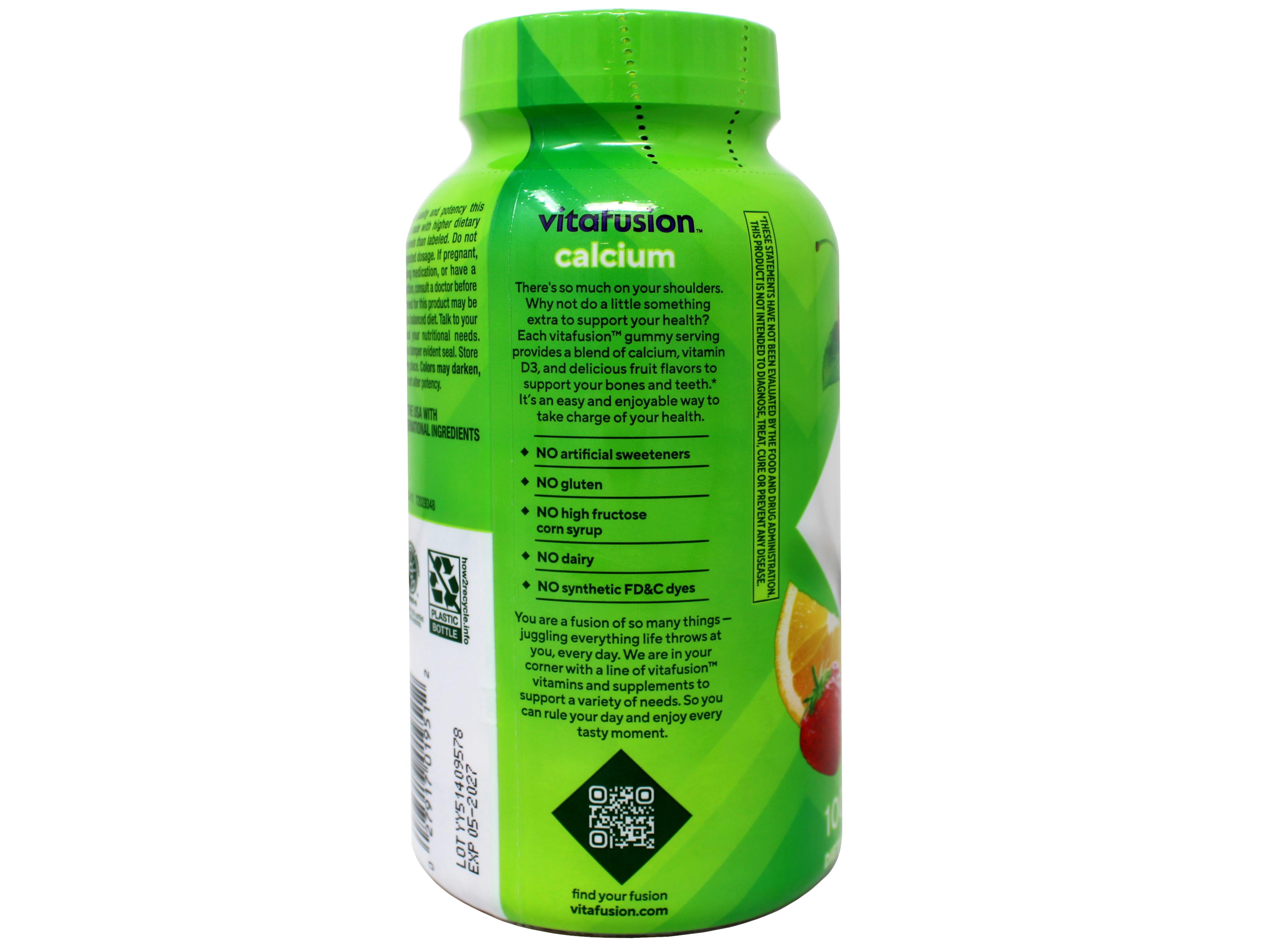 Vitafusion Calcium 500 mg Gummy Vitamins For Adults, Creamy Swirled Fruit 100 ea (Pack of 2)