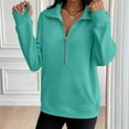 thumbnail image 2 of Fiaer,Half Zip Plus Size Sweatshirts for Women,Womens Loose Fit Casual Trendy Long Sleeve Lapel Collared V Neck Pullovers with Pocket Mint Green XL, 2 of 4