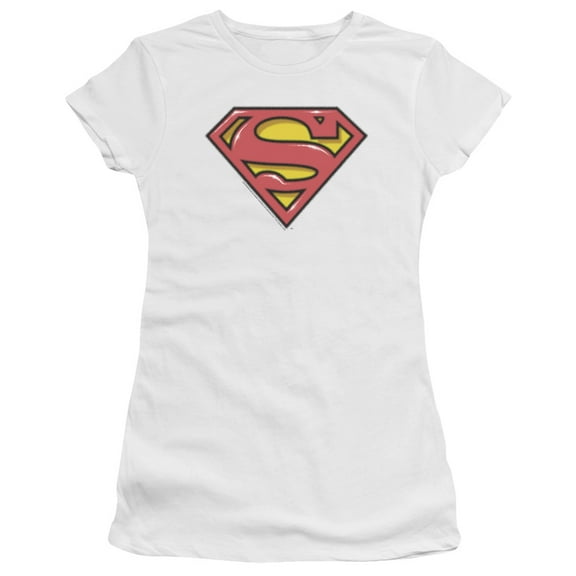 Superman Airbrush Shield Junior Women's T-Shirt Sheer White