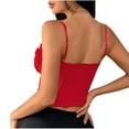 thumbnail image 5 of Womens Going Out Corset Tops Spaghetti Strap Sexy Boned Bustier Corsets Push Up Overbust Body Shaper Crop Top Red, M, 5 of 7