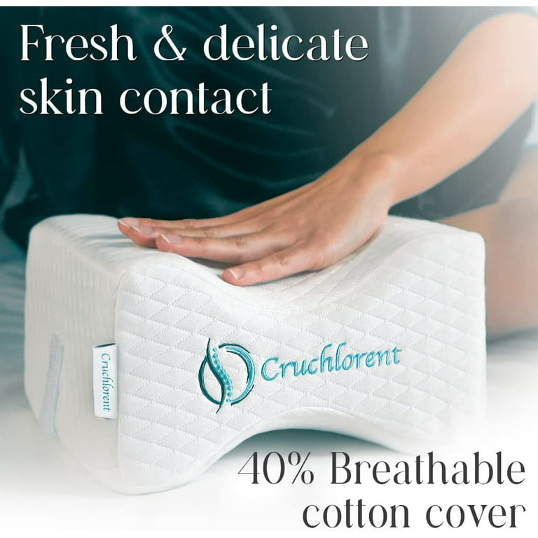 Cruchlorent Sleeping - Technical Knee Pillow for Side Sleepers - Calibrated Memory Foam Designed for Back, Hip, and Sciatic Pain Relief - Leg Pillows